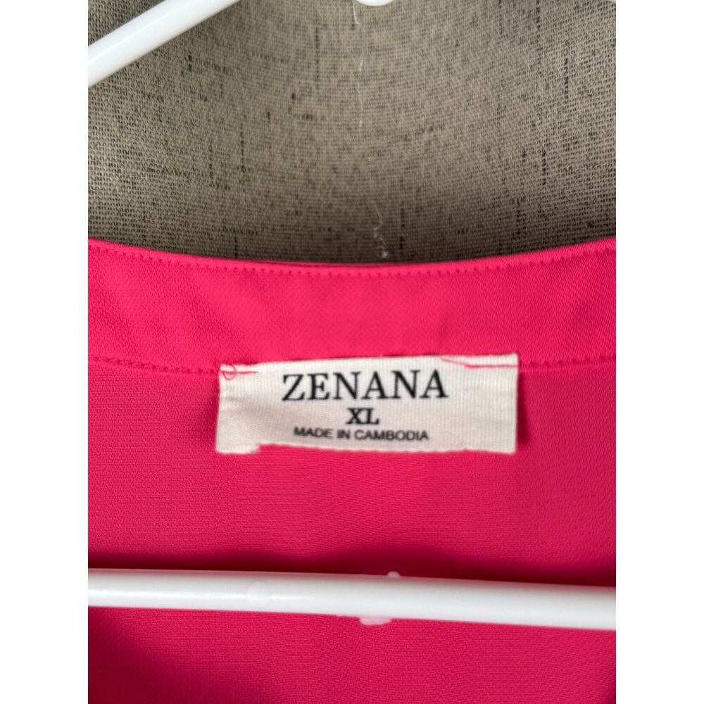 Zenana Womens Flutter Sleeve Blouse Size XL Hot Pink Flowy Split Neck Top - Picture 4 of 5